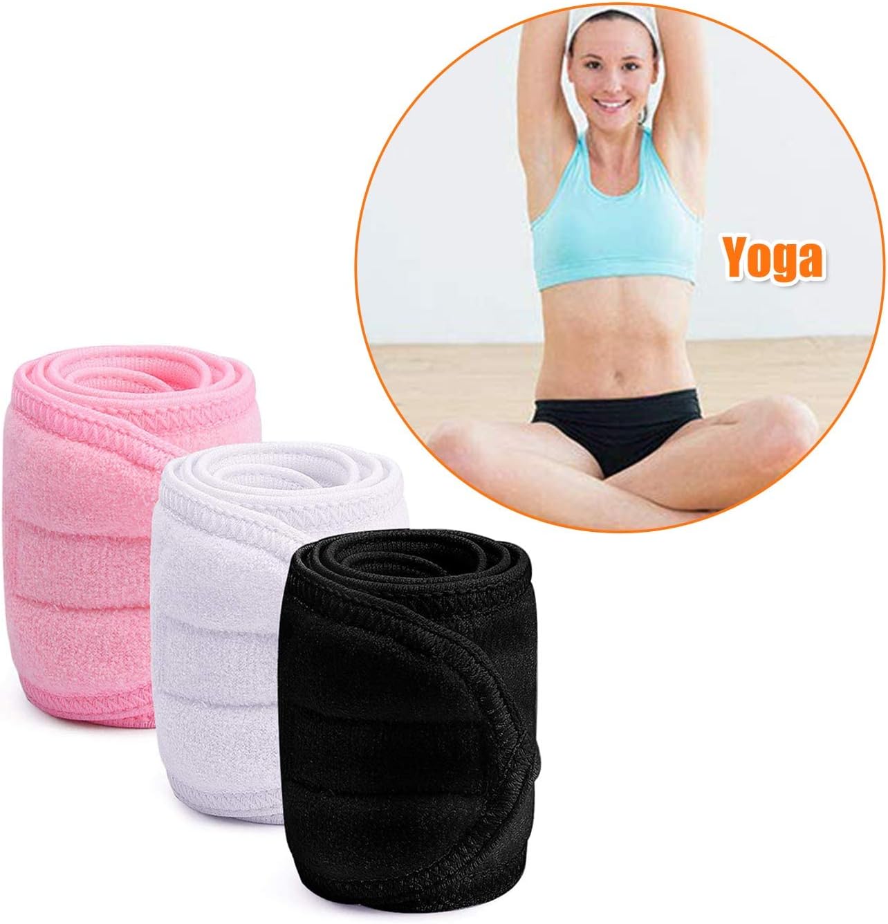 XCOZU 3 Pieces Towel Headband for Women - Spa, Yoga, Shower Hair Bands (3 Colors)