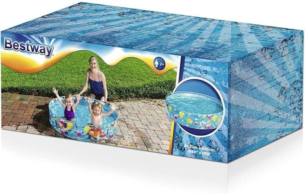 Bestway Sea Creature Paddling Pool, Inflatable Kiddie Swimming Pool, Blue, 48 x 10 Inch