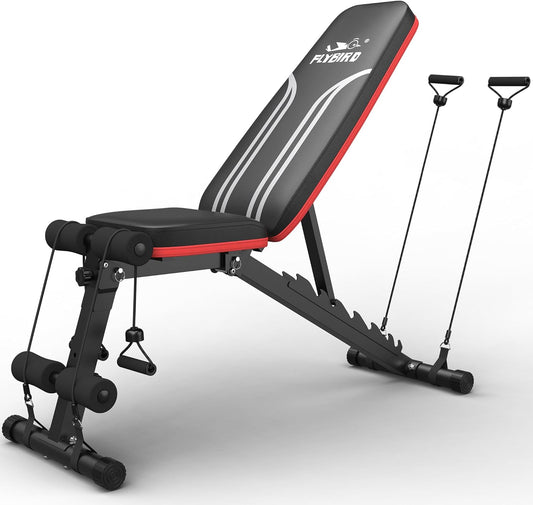 FLYBIRD Adjustable Bench - Utility Weight Bench for Full Body Workout, Multi-Purpose Foldable Incline/Decline Bench