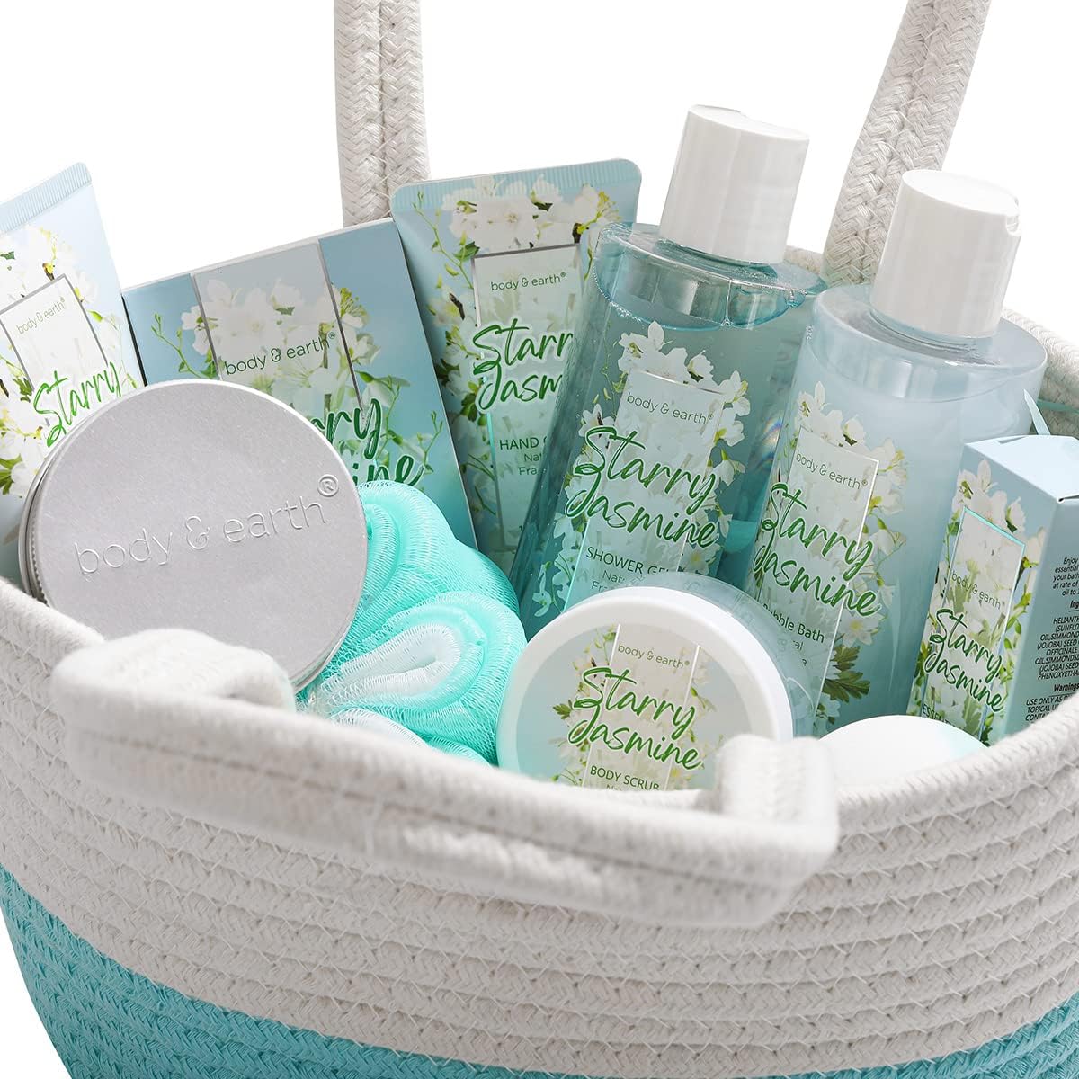 BODY & EARTH Spa Gift Set for Women - 11 Piece Bath and Body Gift Sets with Jasmine Scent