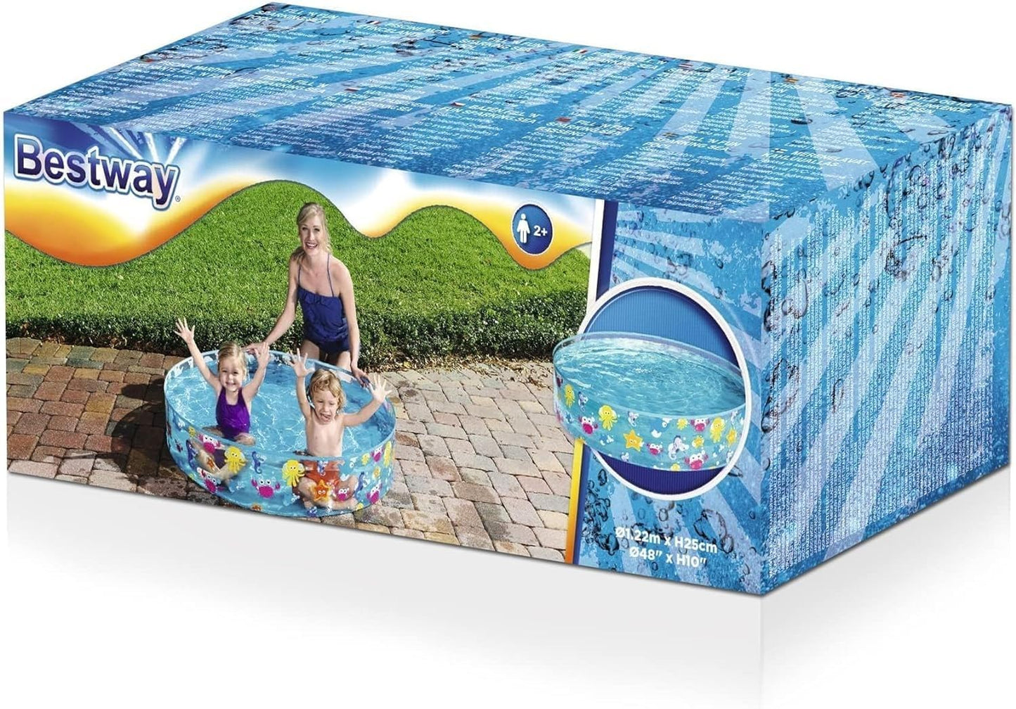 Bestway Sea Creature Paddling Pool, Inflatable Kiddie Swimming Pool, Blue, 48 x 10 Inch