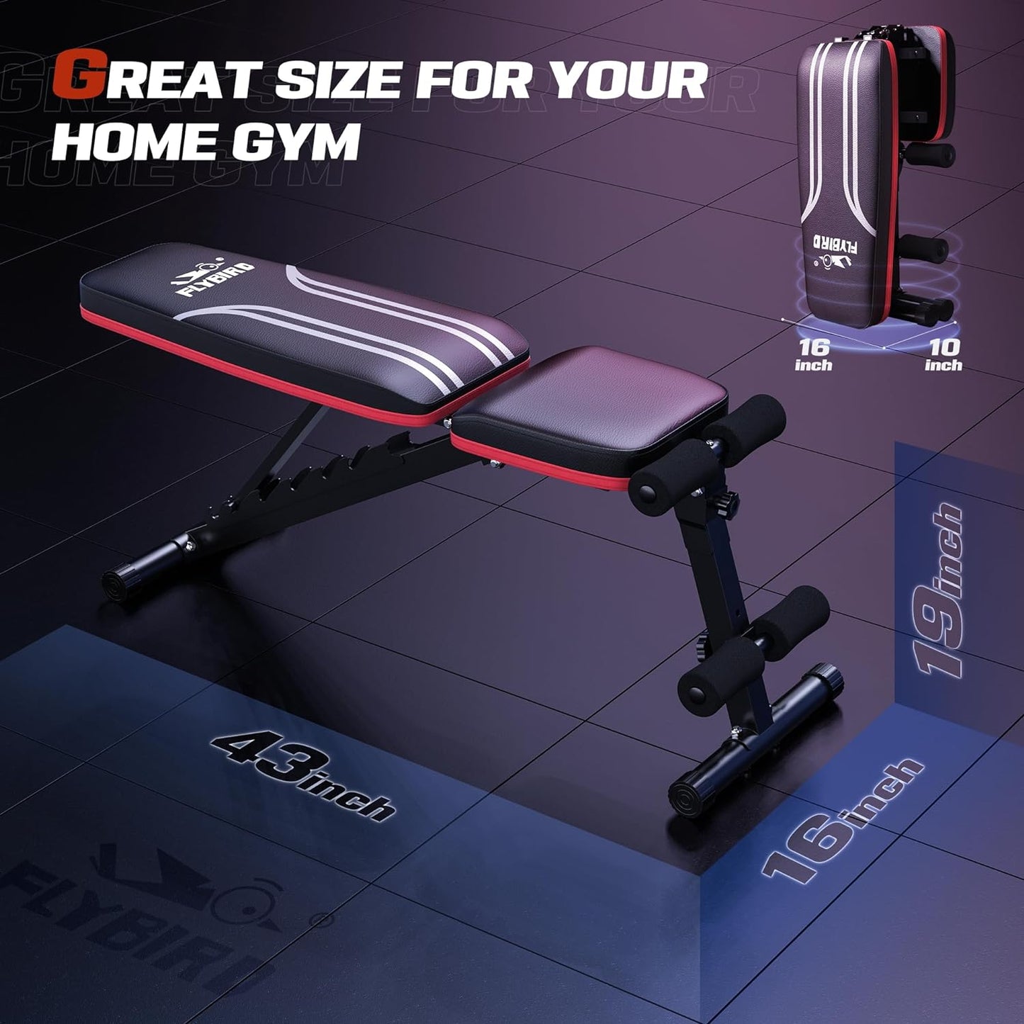 FLYBIRD Adjustable Bench - Utility Weight Bench for Full Body Workout, Multi-Purpose Foldable Incline/Decline Bench